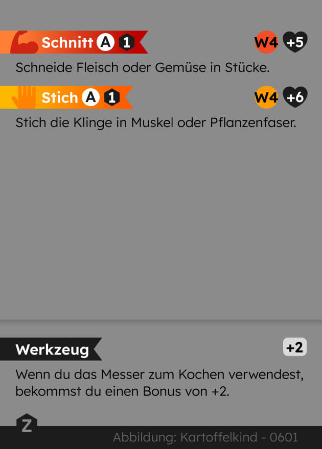 Zyronia PnP Spielkarte Messer 0601 Rückseite - Kartoffelkind