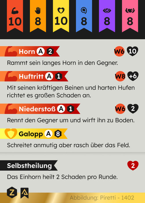 Zyronia PnP Spielkarte Einhorn 1402 Rückseite - Piretti