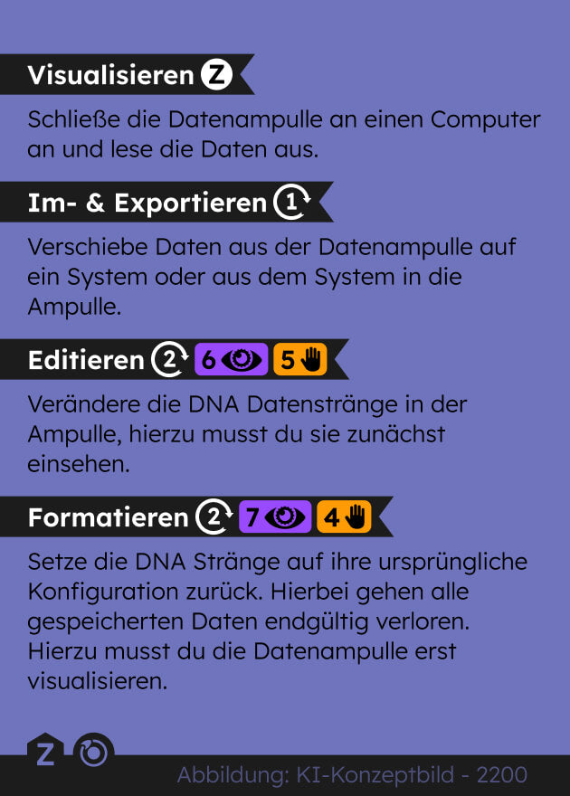 Zyronia PnP TabletopRPG Spielkarten Rückseite 2200 Datenampulle