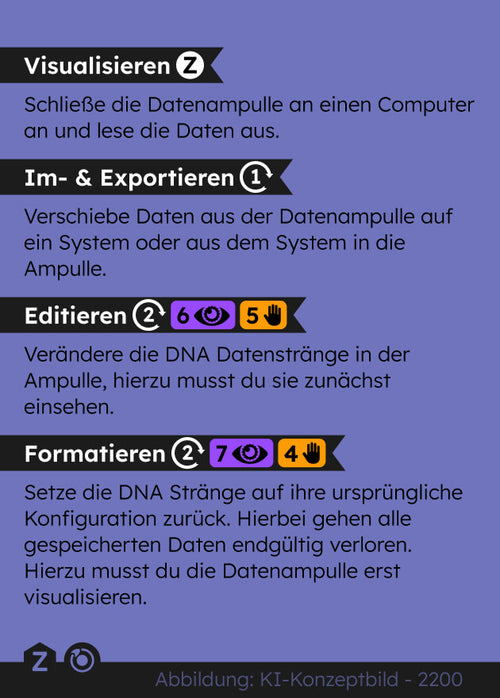 Zyronia PnP TabletopRPG Spielkarten Rückseite 2200 Datenampulle