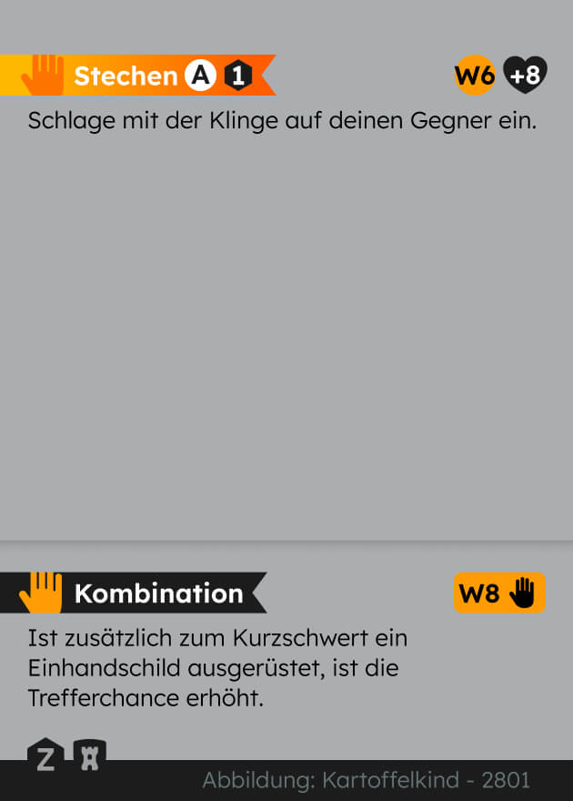 Zyronia PnP Spielkarte Kurzschwert 2801 Rückseite - Kartoffelkind