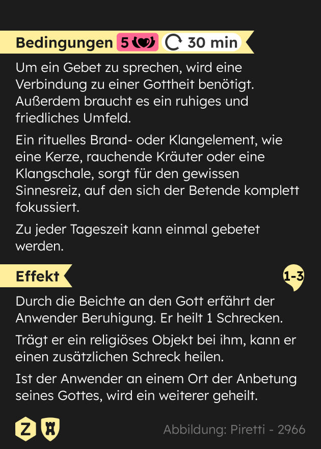 Zyronia PnP Spielkarte Gebet 2966 Rückseite - Piretti