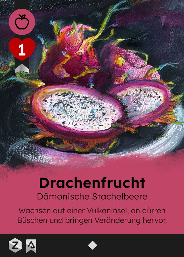 Zyronia PnP TabletopRPG Spielkarten Spielkarte Drachenfrucht 1000 Vorderseite - Künstlerin Beate Graßhoff