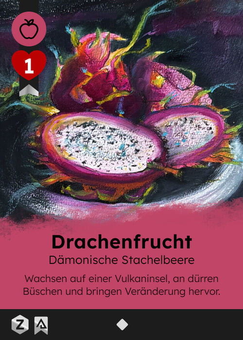 Zyronia PnP TabletopRPG Spielkarten Spielkarte Drachenfrucht 1000 Vorderseite - Künstlerin Beate Graßhoff